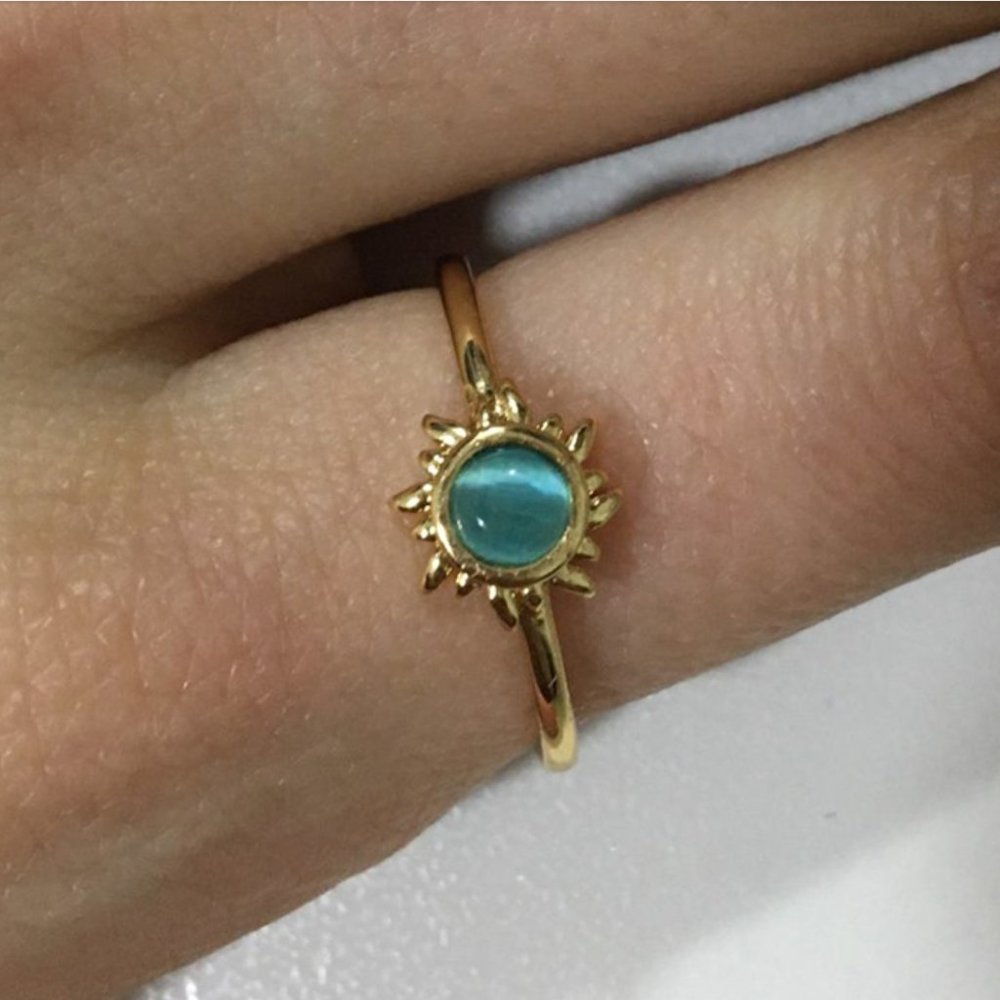 * NEW Vintage Opal Stainless Steel Sun open rings - Picture 5 of 5